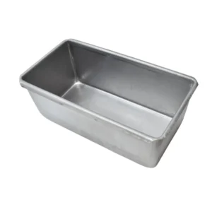 Alusteel broodblik diepgetrokken 24 centimeter lang, 12 centimeter breed, 9,5 centimeter hoog