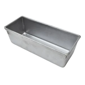 Alusteel broodblik diepgetrokken 28 centimeter lang, 11 centimeter breed, 9 centimeter hoog